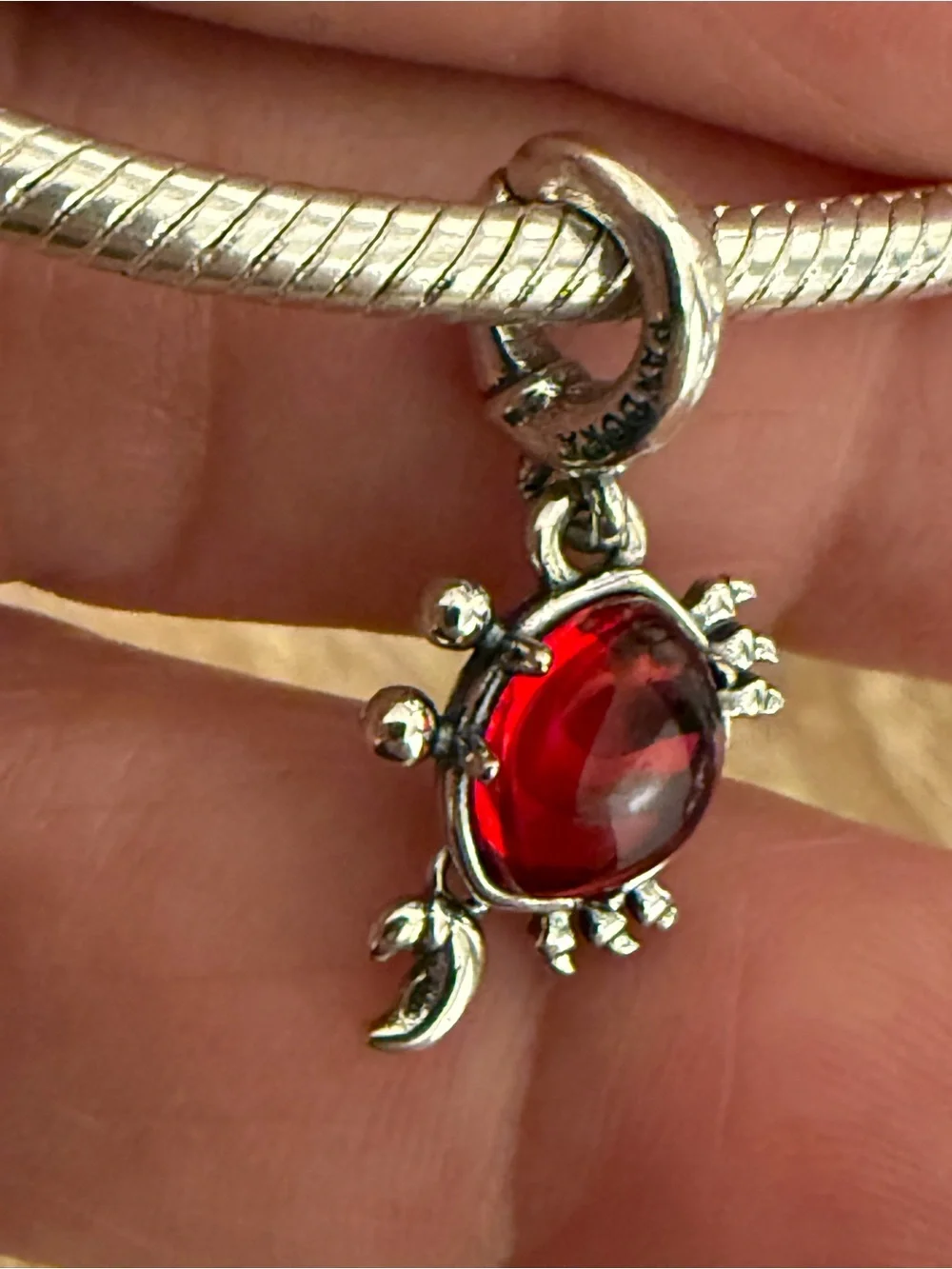 Sterling Silver Red Gem Turtle Pendant Necklace - Unbranded